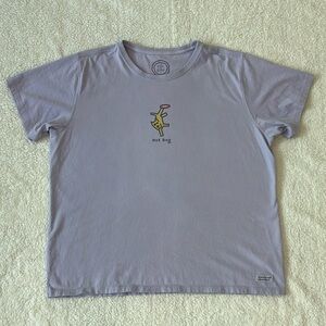 Life Is Good XL Purple Tee Shirt - Dog with Frisbee “Hot Dog”